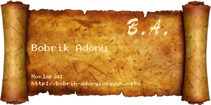 Bobrik Adony névjegykártya